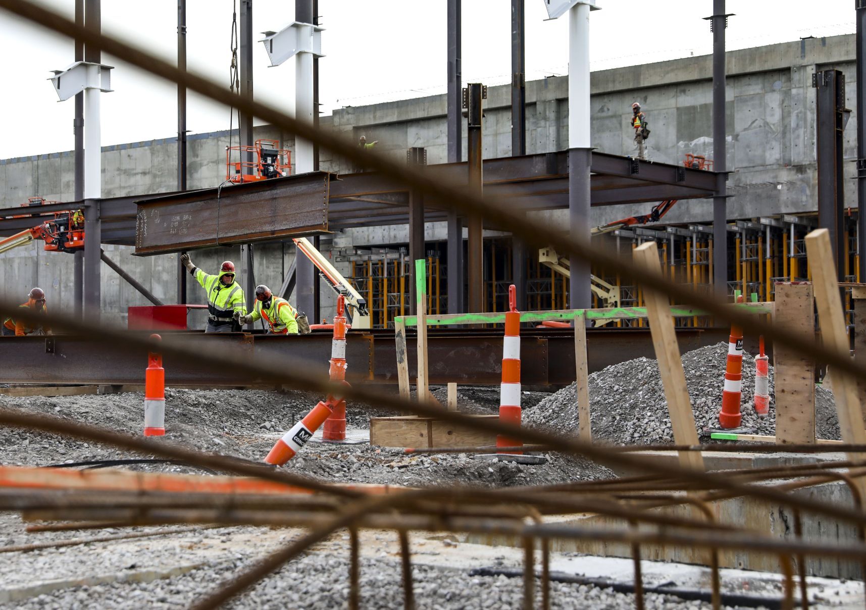 Beams going up on soccer stadium